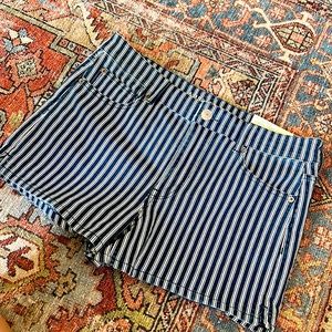 American Eagle High Rise Shortie size 14 Blue and White Striped Shorts